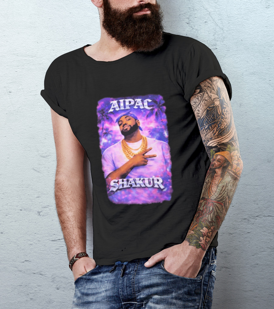 Aipac Shakur Bandana Chains Purple T-Shirt