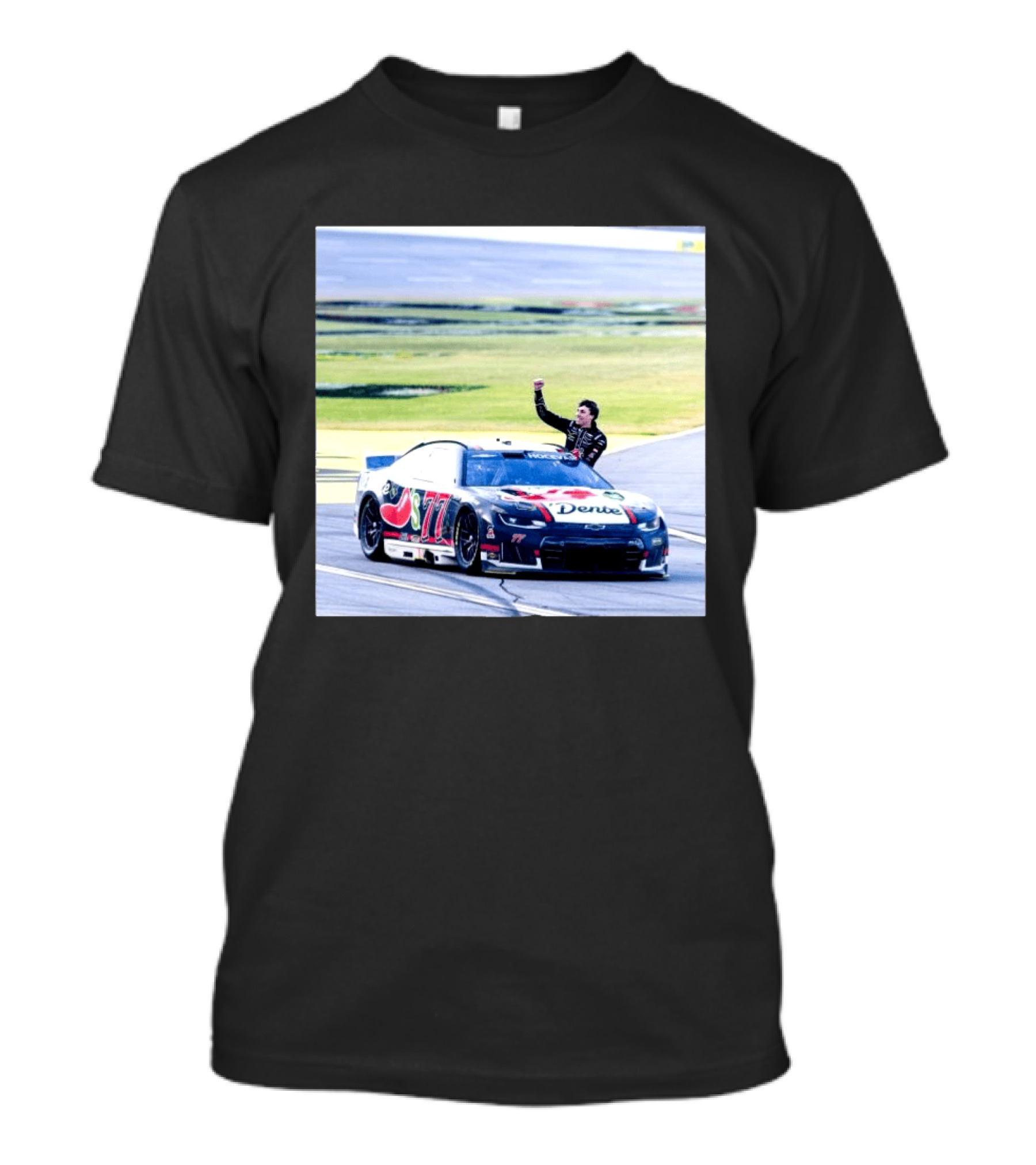 Carson Hocevar First Win Nascar Cup Series 2026 Talladega Number 77 Car Victory Celebrating Dente T-Shirt