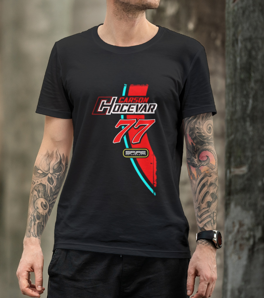 Carson Hocevar 77 Red Blue Spire Motorsports Nascar 2026 T-Shirt