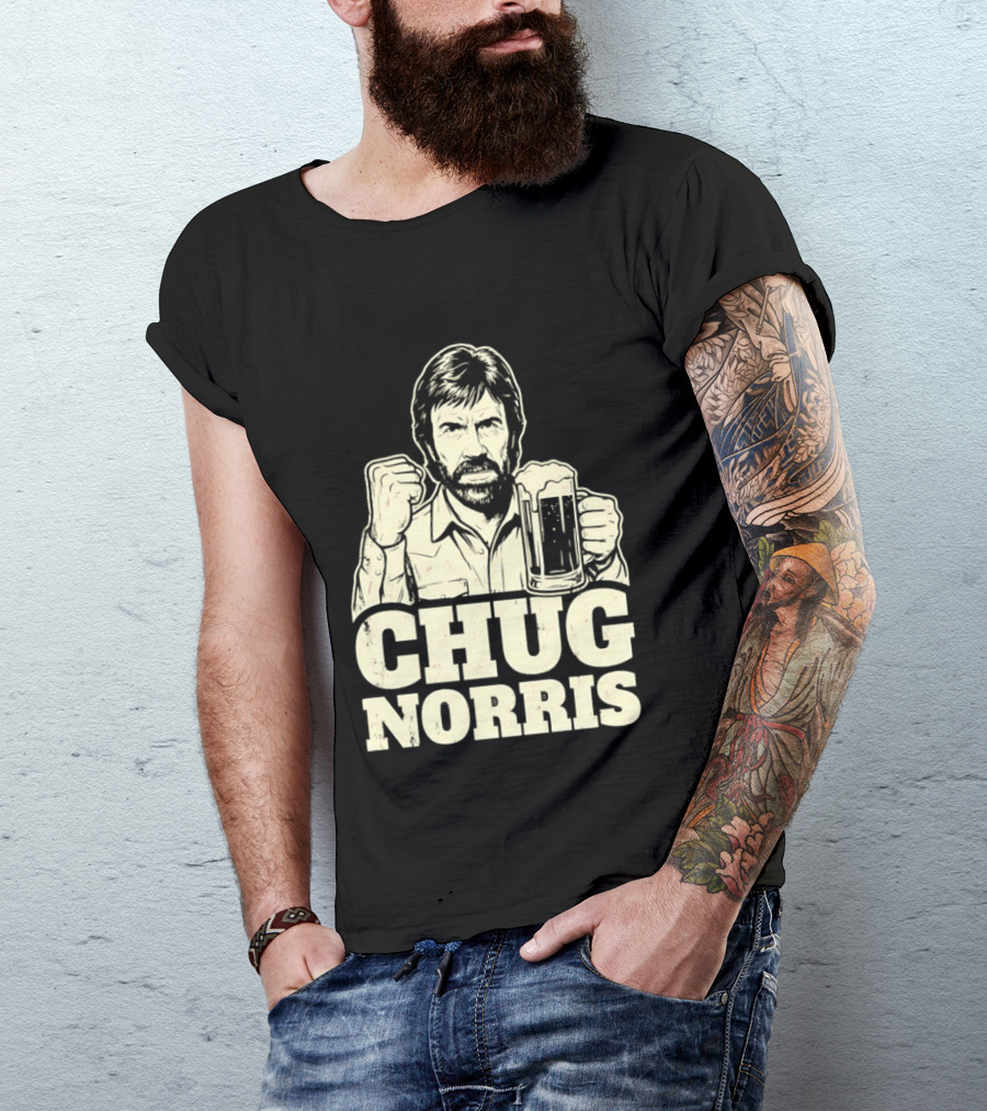 Chug Norris Beer Funny Drinking Joke T-Shirt