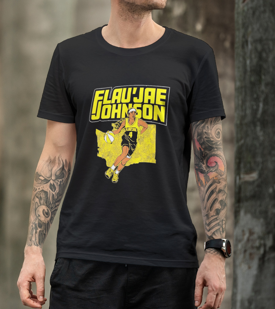 Flau'jae Johnson Basketball Illustration Yellow Seattle Storm T-Shirt