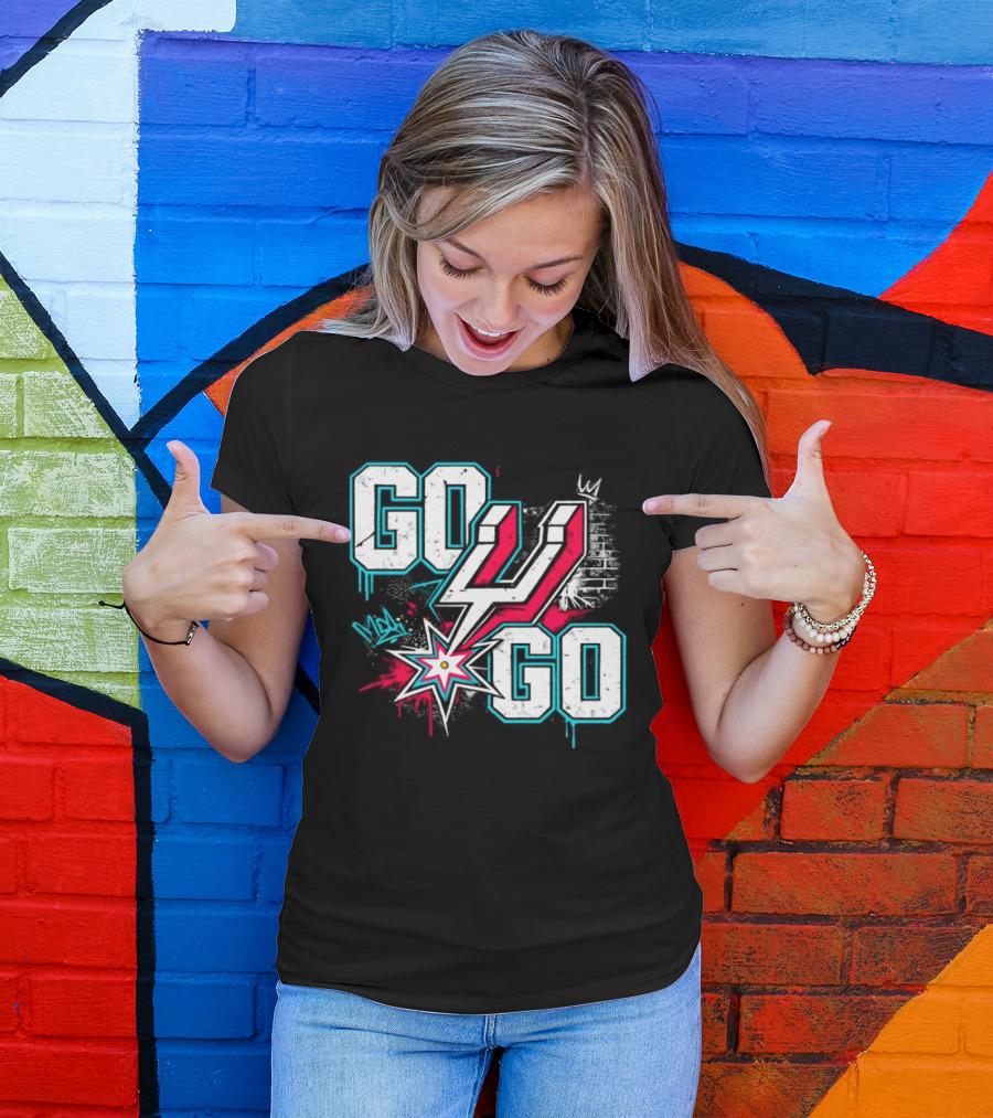 San Antonio Spurs Go Spurs Go Basketball Graffiti 4 Star T-Shirt