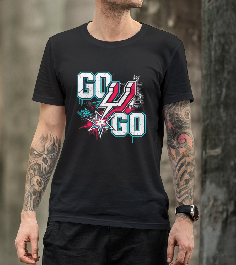 San Antonio Spurs Go Spurs Go Basketball Graffiti 4 Star T-Shirt