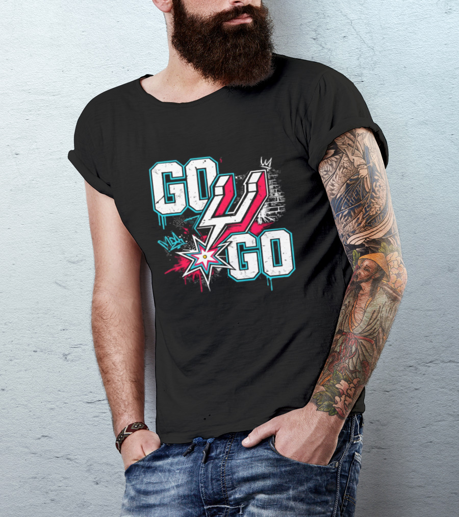 San Antonio Spurs Go Spurs Go Basketball Graffiti 4 Star T-Shirt