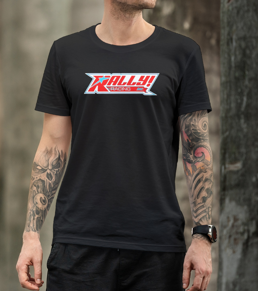 Rally Racing Inc Star Emblazoned Retro Style Red White Blue T-Shirt