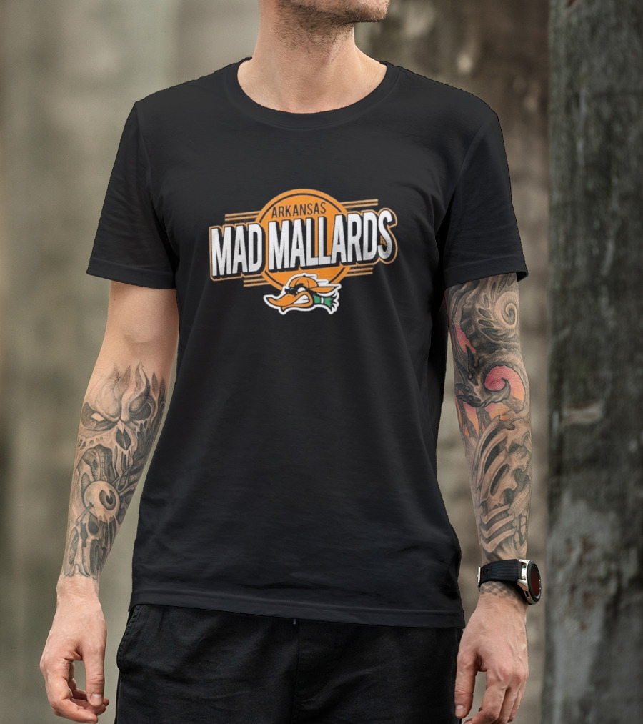 Arkansas Mad Mallards Logo With Duck Face T-Shirt
