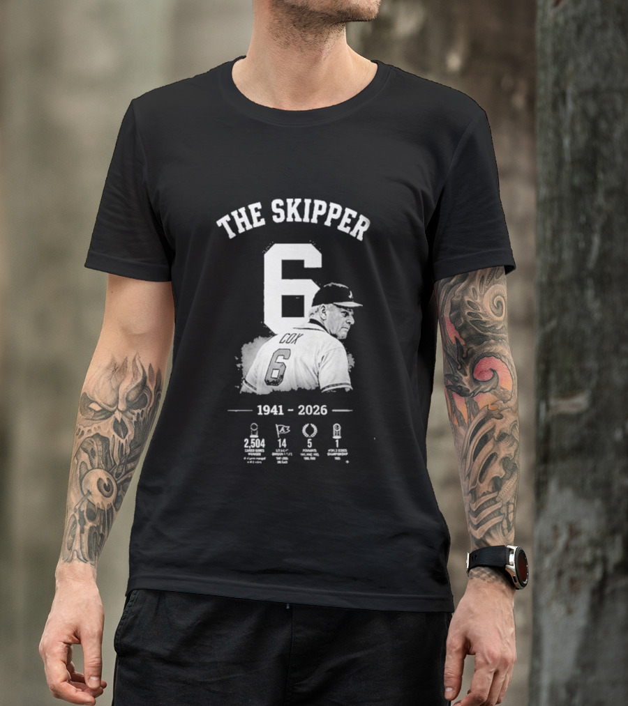 The Skipper 1941 2026 Number 6 Legendary Braves Manager T-Shirt