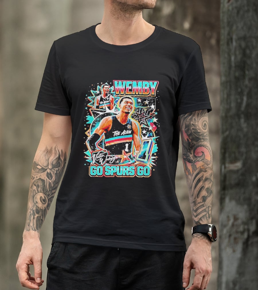 Wemby The Alien Go Spurs Go 90s Bootleg Retro Stars Number One T-Shirt
