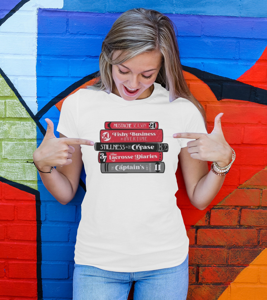 Carolina Hurricanes Hockey Girl Book Club Mustache Season Fishy Business Stillness Crease Lacrosse Diaries Captain's Command T-Shirt