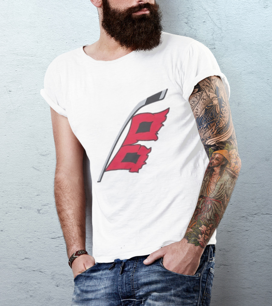 Carolina Hurricanes Red Storm Surge Hockey Stick Flag T-Shirt