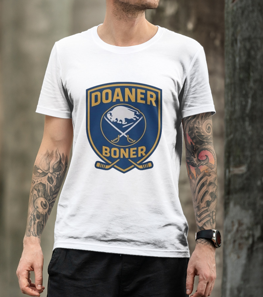 Buffalo Sabres Doaner Boner Logo With Crossed Hockey Sticks T-Shirt