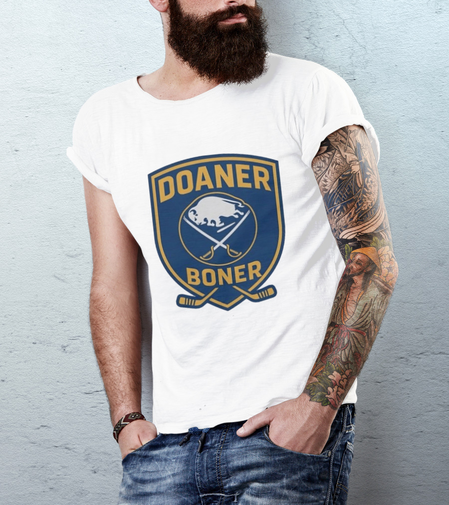 Buffalo Sabres Doaner Boner Logo With Crossed Hockey Sticks T-Shirt