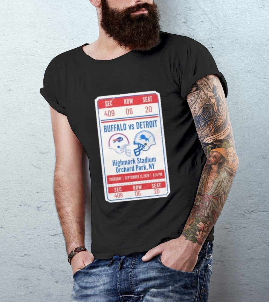 Buffalo Vs Detroit Highmark Stadium Orchard Park NY September 12 2026 Football Match Helmets T-Shirt