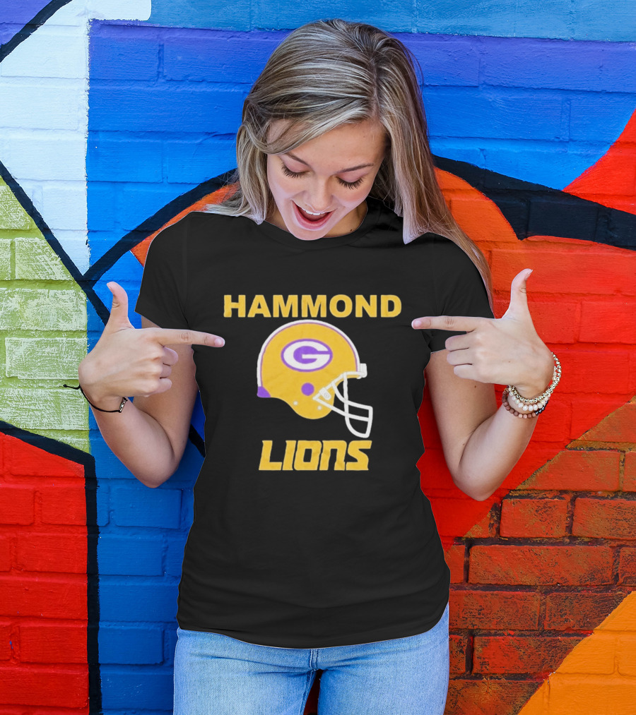 Hammond Lions Yellow Football Helmet Team Spirit T-Shirt