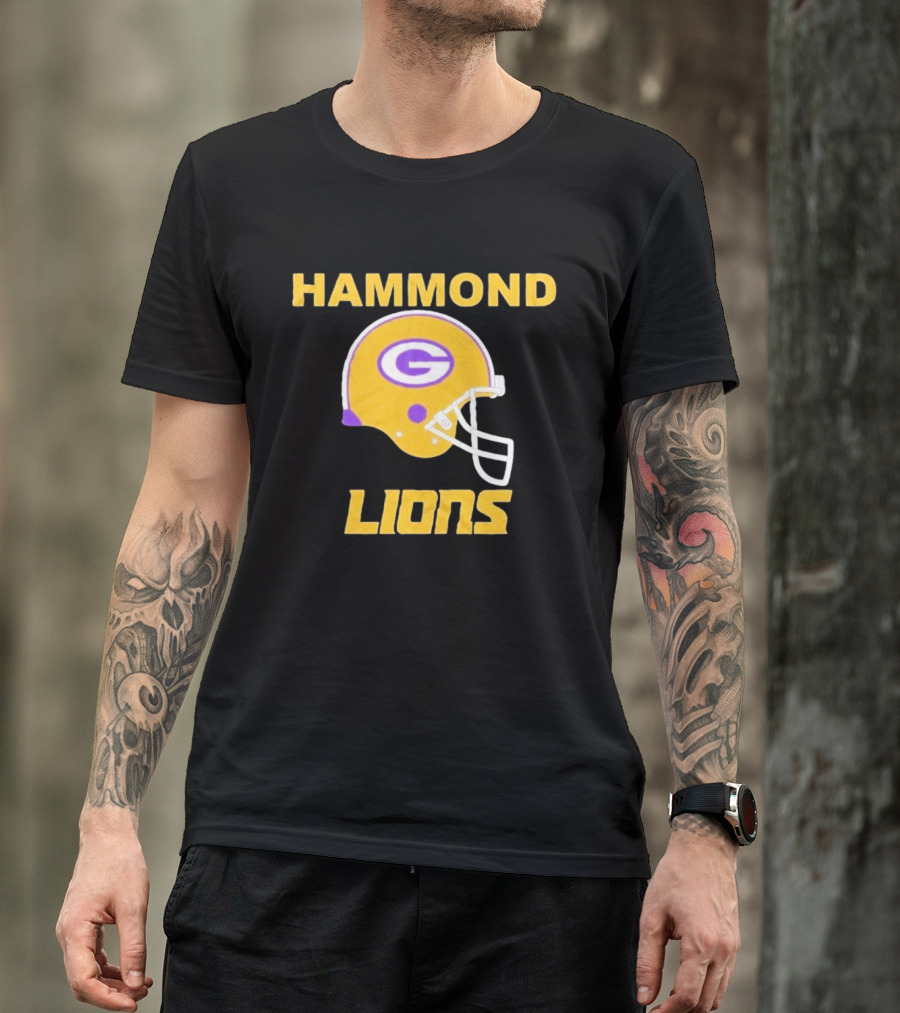 Hammond Lions Yellow Football Helmet Team Spirit T-Shirt