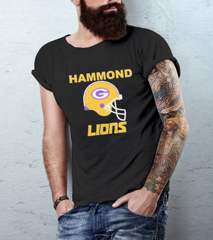 Hammond Lions Yellow Football Helmet Team Spirit T-Shirt