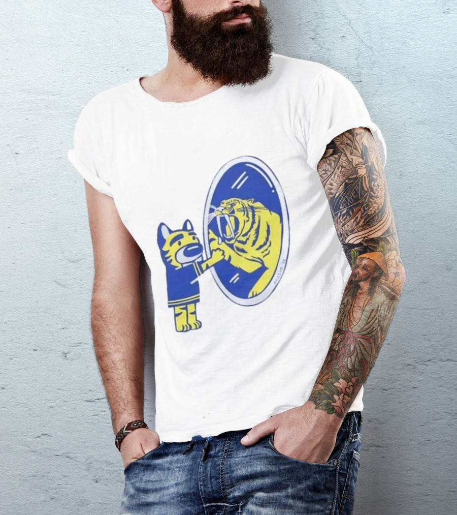 Buffalo Sabres Saber Tooth Tiger Mirror Reflection Comic T-Shirt