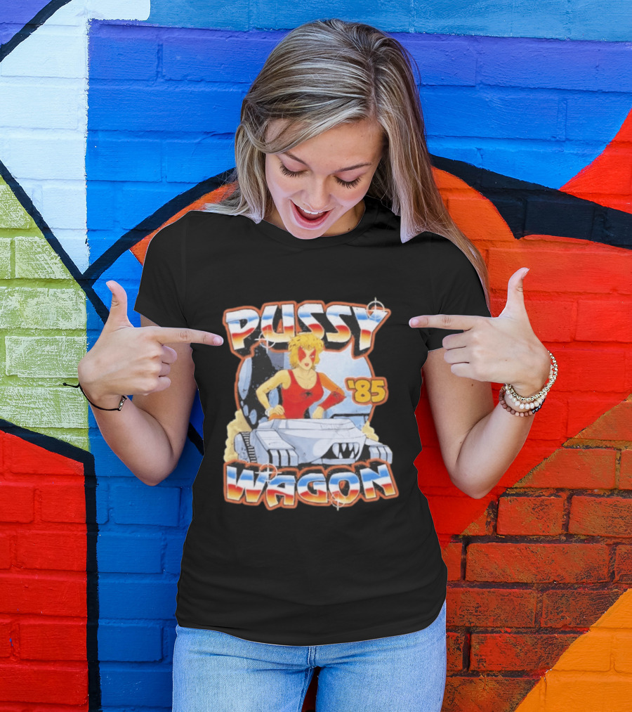 Pussy Wagon 85 Retro Car Girl Tank Cartoon T-Shirt
