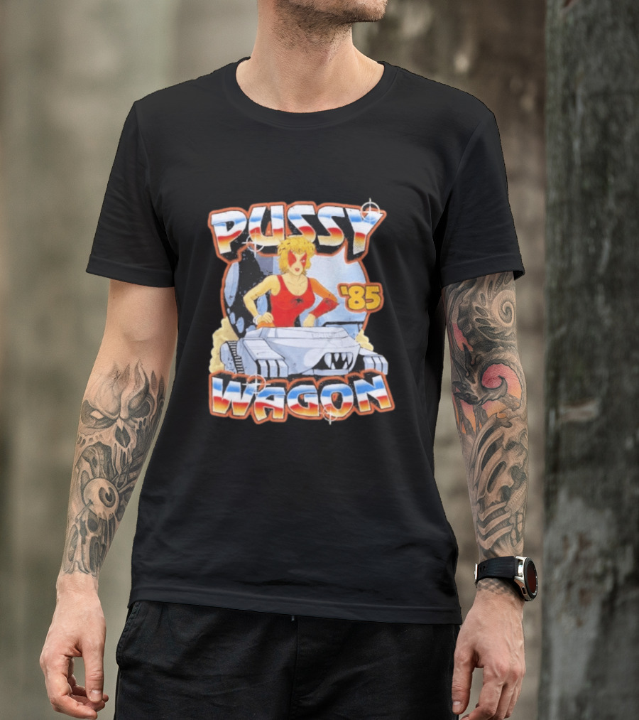 Pussy Wagon 85 Retro Car Girl Tank Cartoon T-Shirt