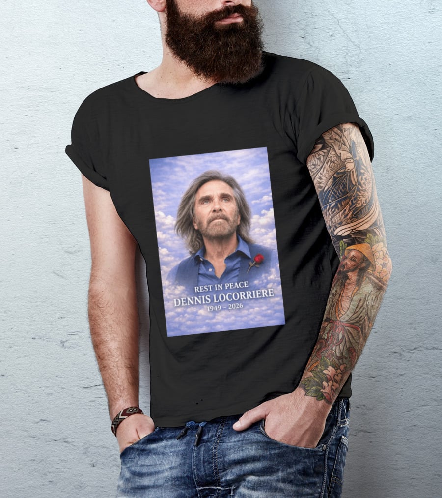 Rest In Peace Dennis Locorriere 1949 2026 Memorial Tribute With Rose And Clouds T-Shirt