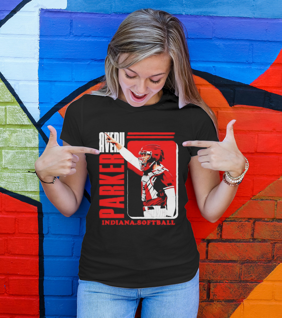 Avery Parker Indiana Softball Catcher Player Red And White Uniform T-Shirt
