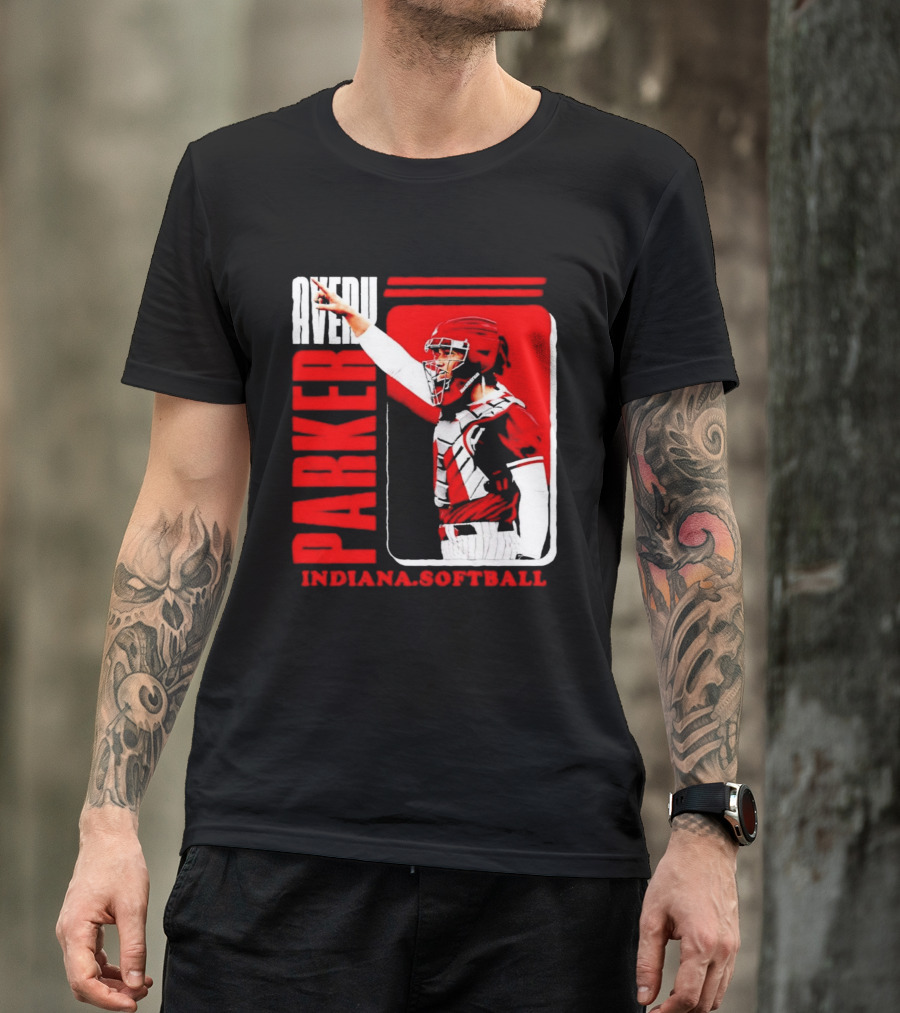 Avery Parker Indiana Softball Catcher Player Red And White Uniform T-Shirt
