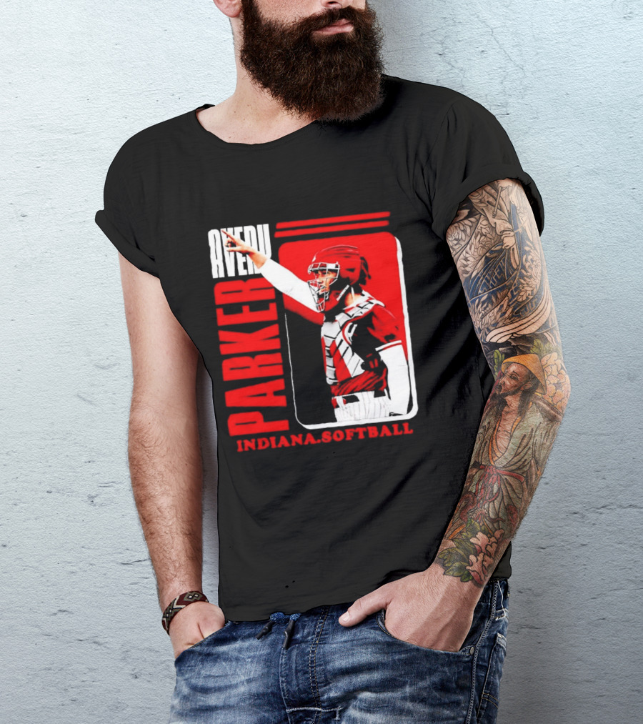 Avery Parker Indiana Softball Catcher Player Red And White Uniform T-Shirt
