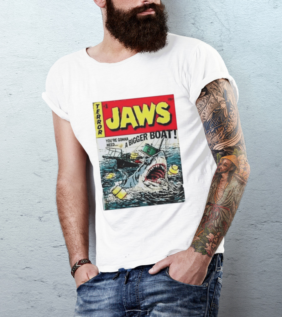 Terror Jaws Comic Cover You're Gonna Need A Bigger Boat T-Shirt
