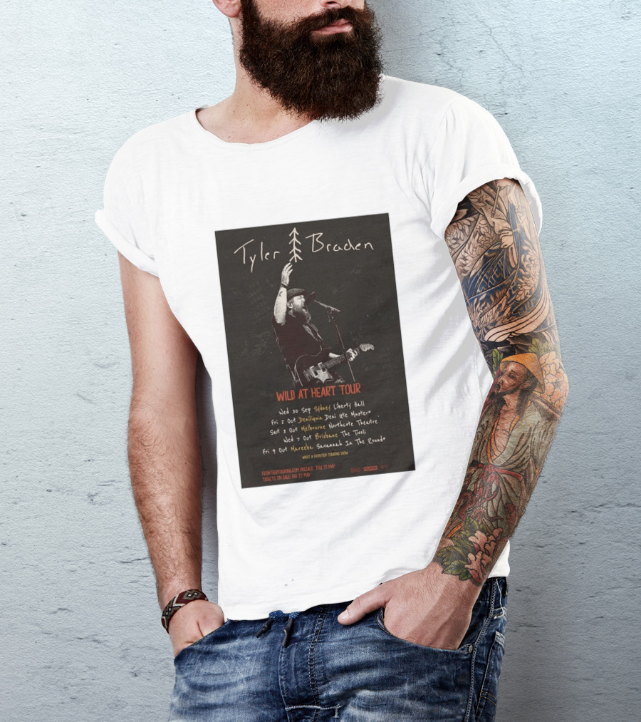 Tyler Braden Wild At Heart Tour 2026 Australia Dates Sydney Deniliquin Melbourne Brisbane Nambour T-Shirt