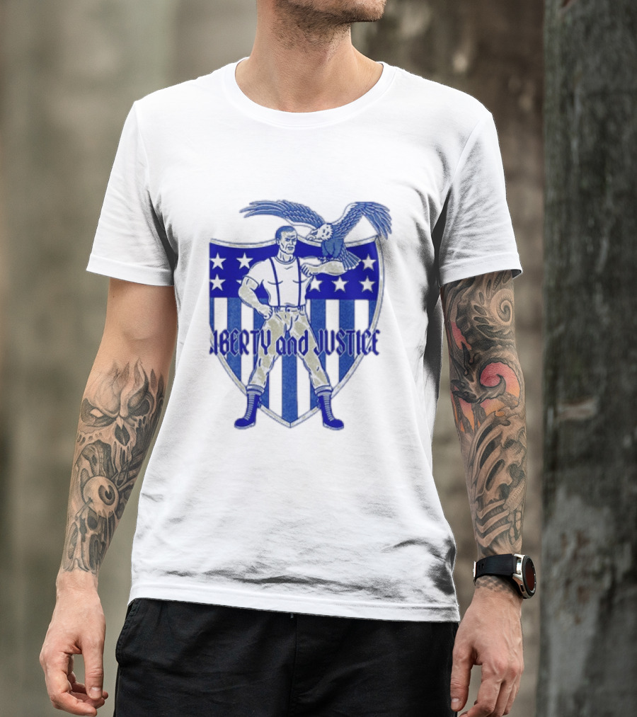 Liberty And Justice Eagle Shield Patriotic T-Shirt