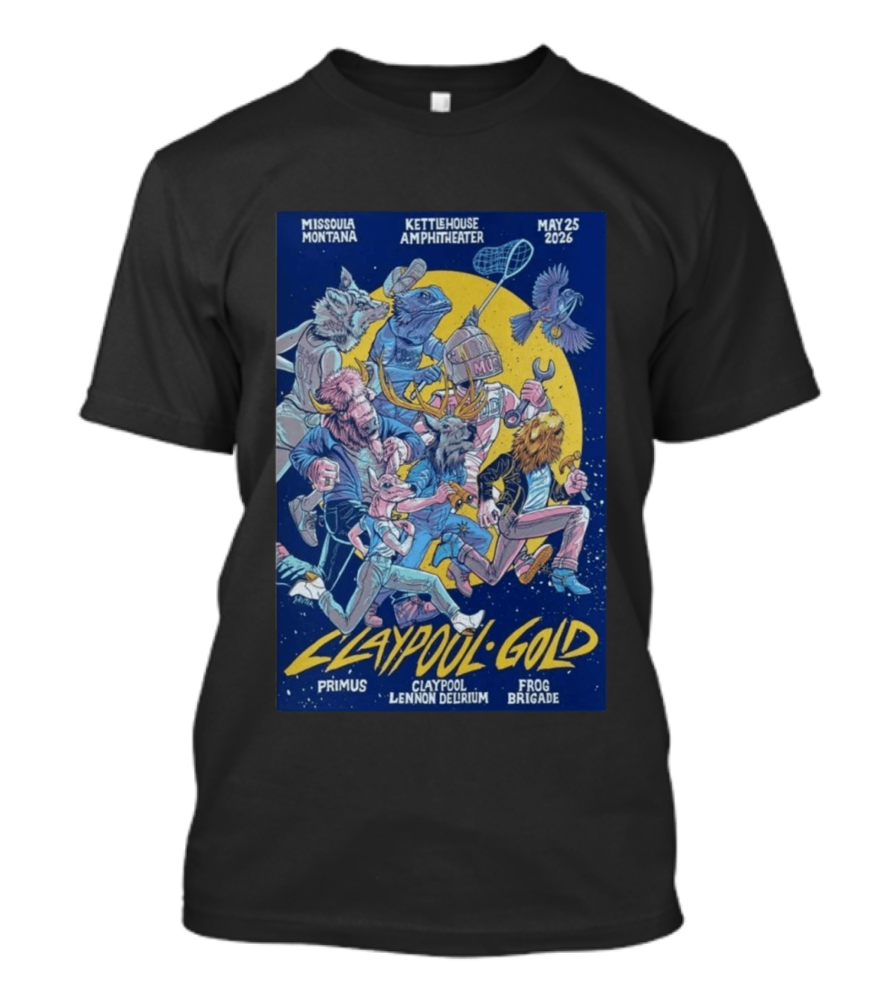 Missoula Montana KettleHouse Amphitheater May 25 2026 Claypool Lennon Delirium Frog Brigade Primus T-Shirt