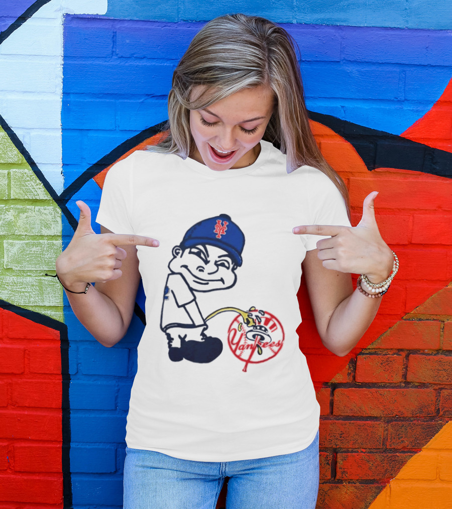 New York Mets Fans Rivalry Yankees Humorous Cartoon T-Shirt