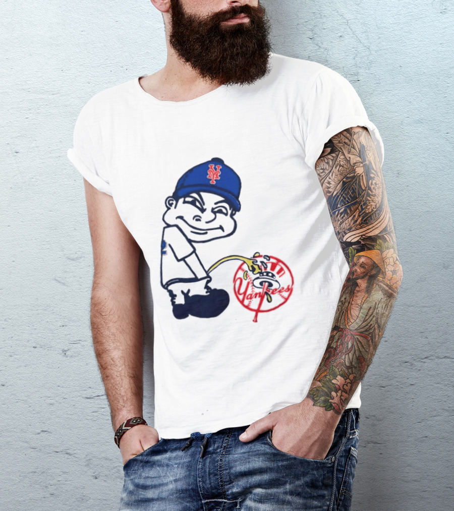 New York Mets Fans Rivalry Yankees Humorous Cartoon T-Shirt