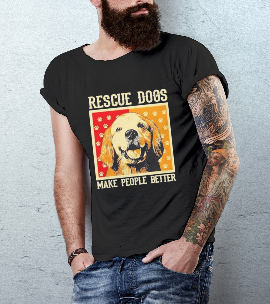 Rescue Dogs Make People Better Paw Print T-Shirt
