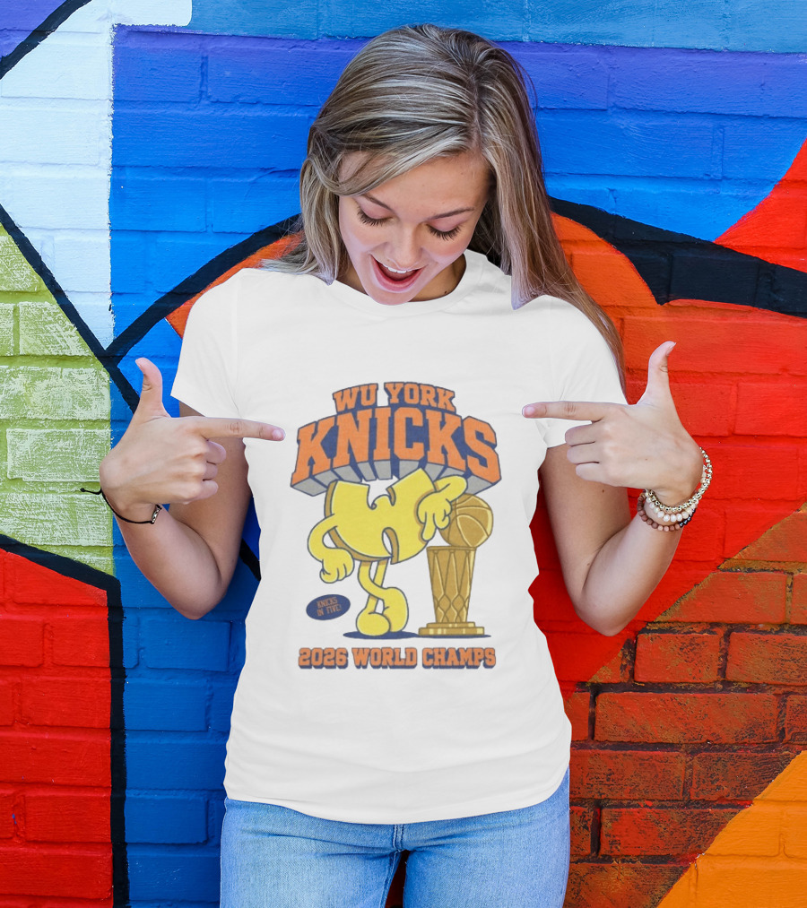 Wu York Knicks 2026 World Champs Knicks In Five Basketball Trophy T-Shirt