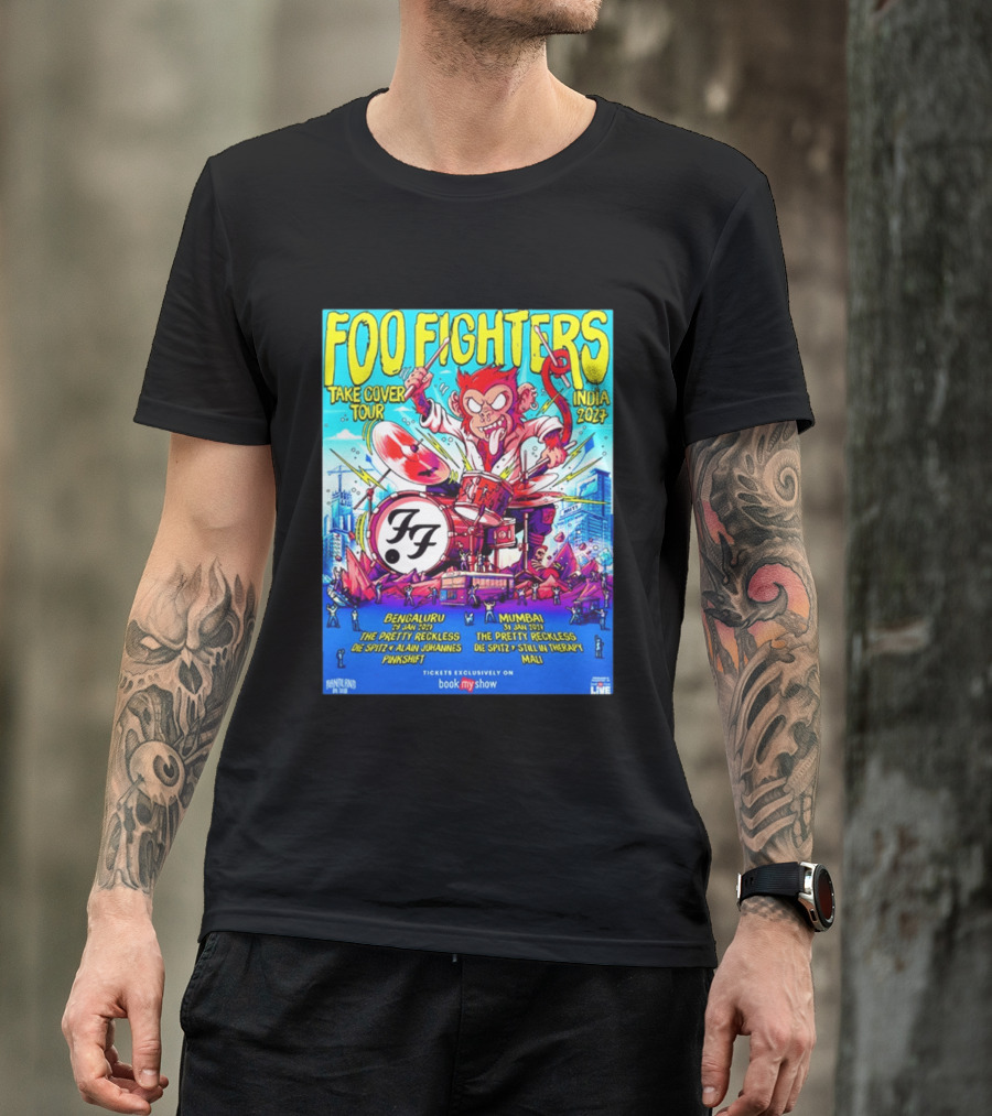 Foo Fighters Take Cover Tour India 2027 Bengaluru Mumbai The Pretty Reckless Die Spitz Alain Johannes Punkshit Still In Therapy Mali January 29 31 T-Shirt
