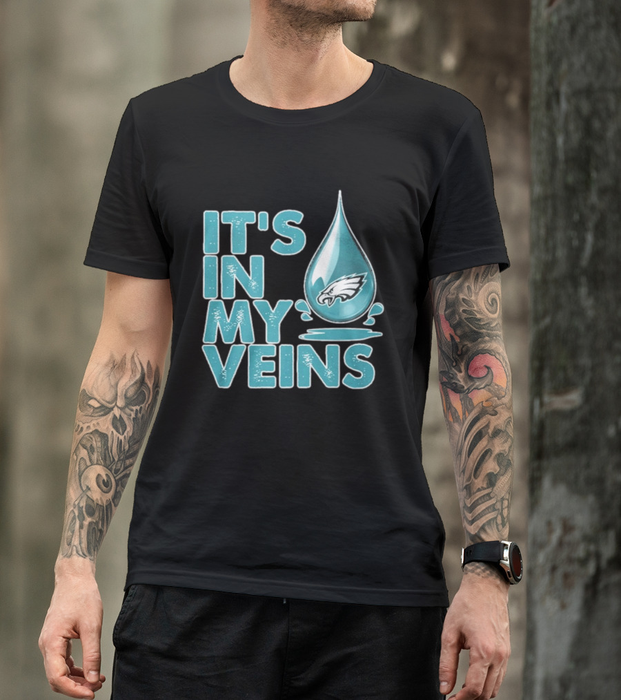 Philadelphia Eagles It's In My Veins Dripping Logo Fan Pride T-Shirt
