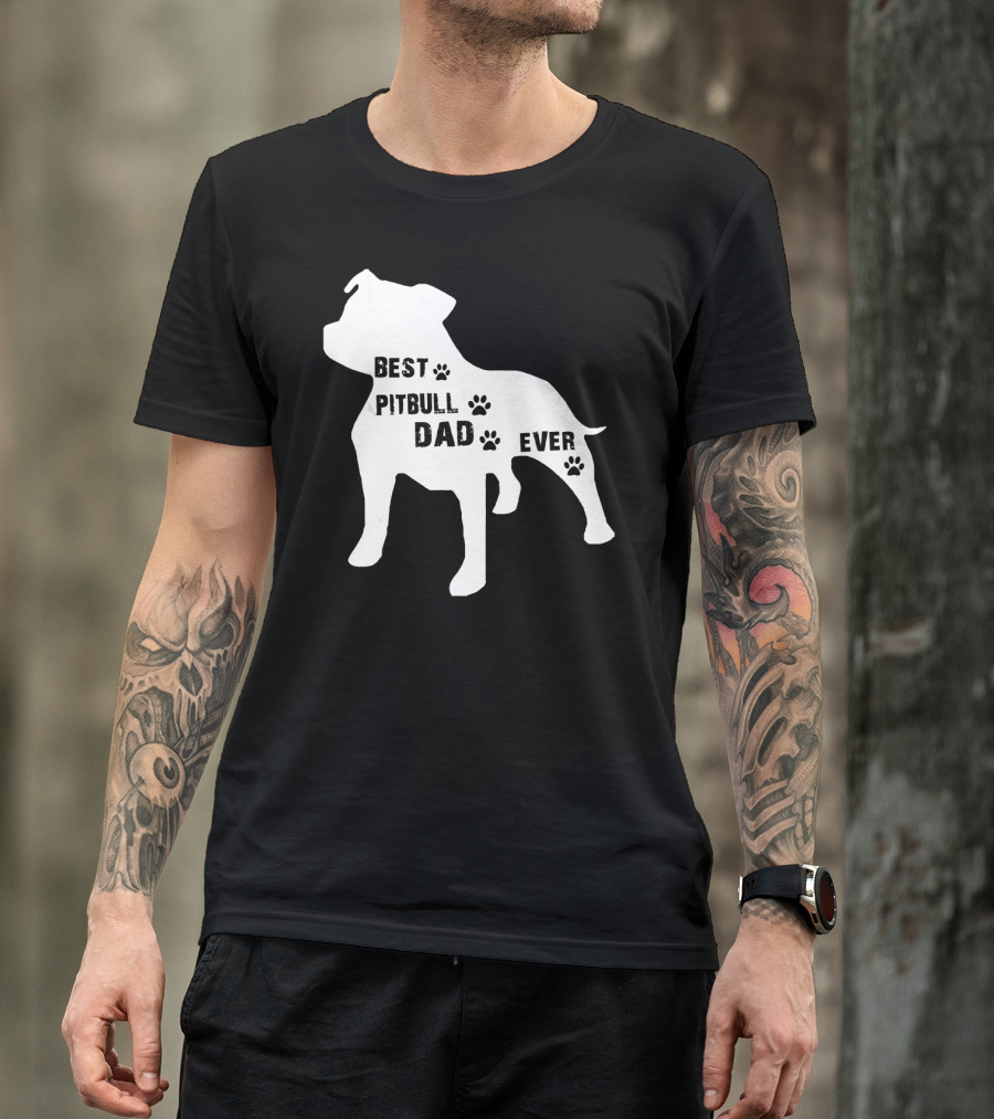 Best Pitbull Dog Dad Ever Paw Prints T-Shirt
