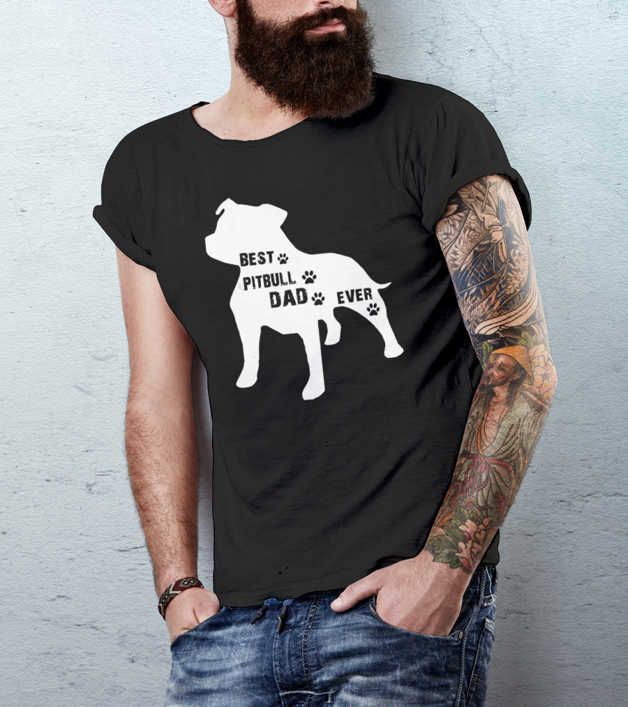 Best Pitbull Dog Dad Ever Paw Prints T-Shirt