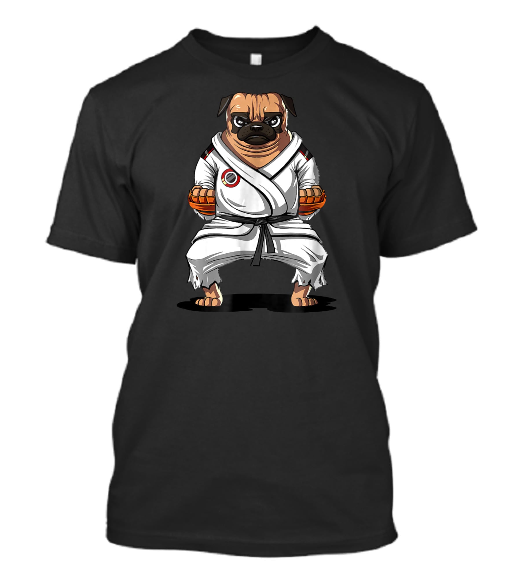 Pug Dog Karate Gi Martial Arts Stance T-Shirt