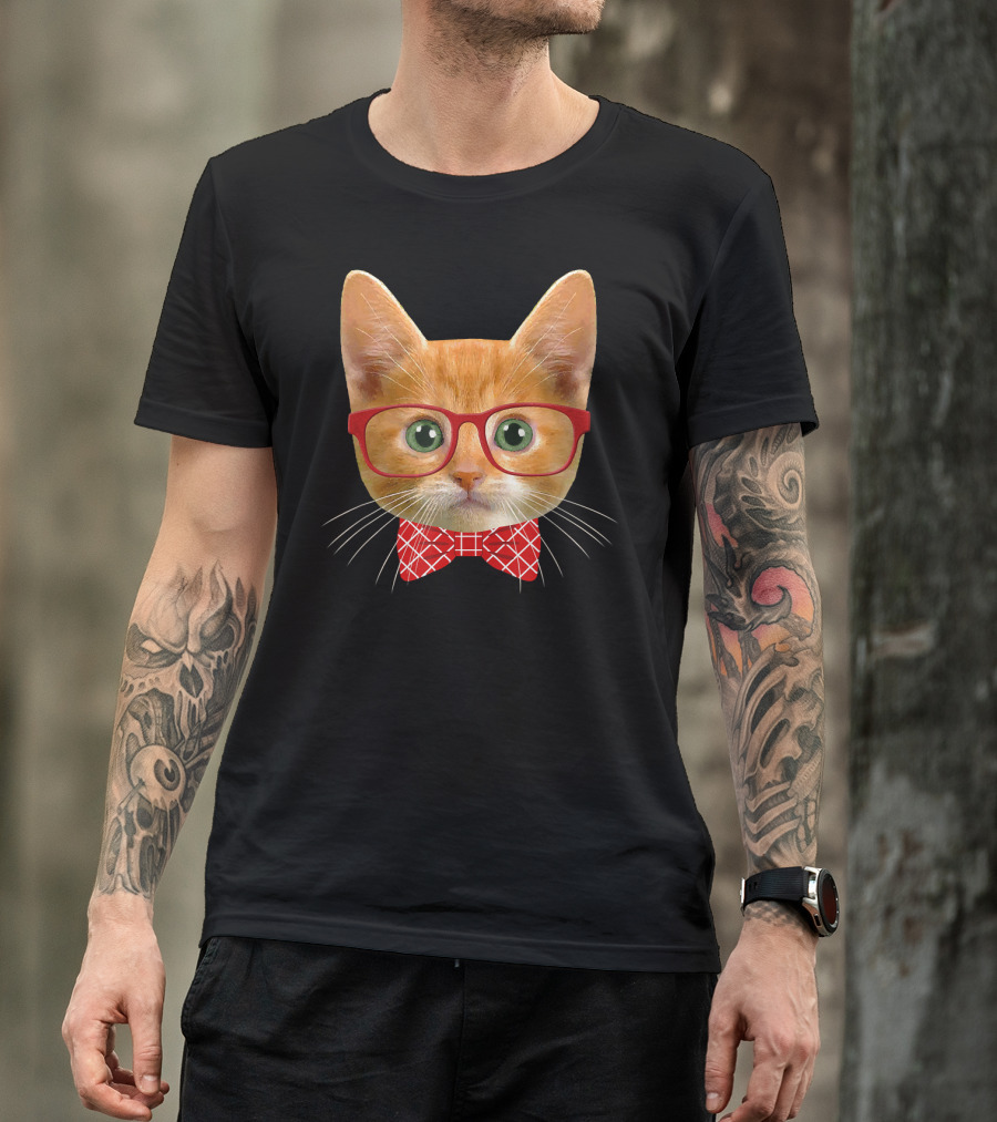 Tabby Cat Lover Orange Hipster Glasses Kitty Mama T-Shirt