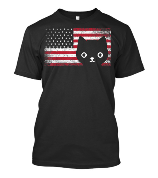American Flag Cat Lover Meowica USA July 4th Fur T-Shirt