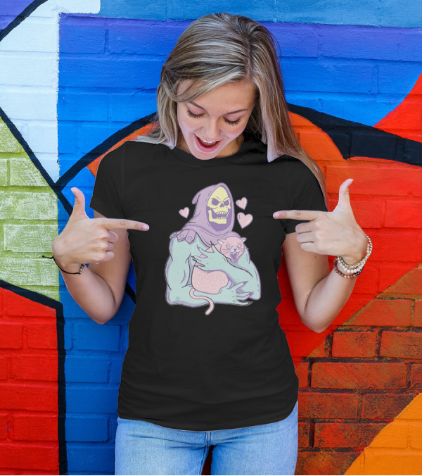 Bones Love Cat Cool Hearts Emojii T-Shirt