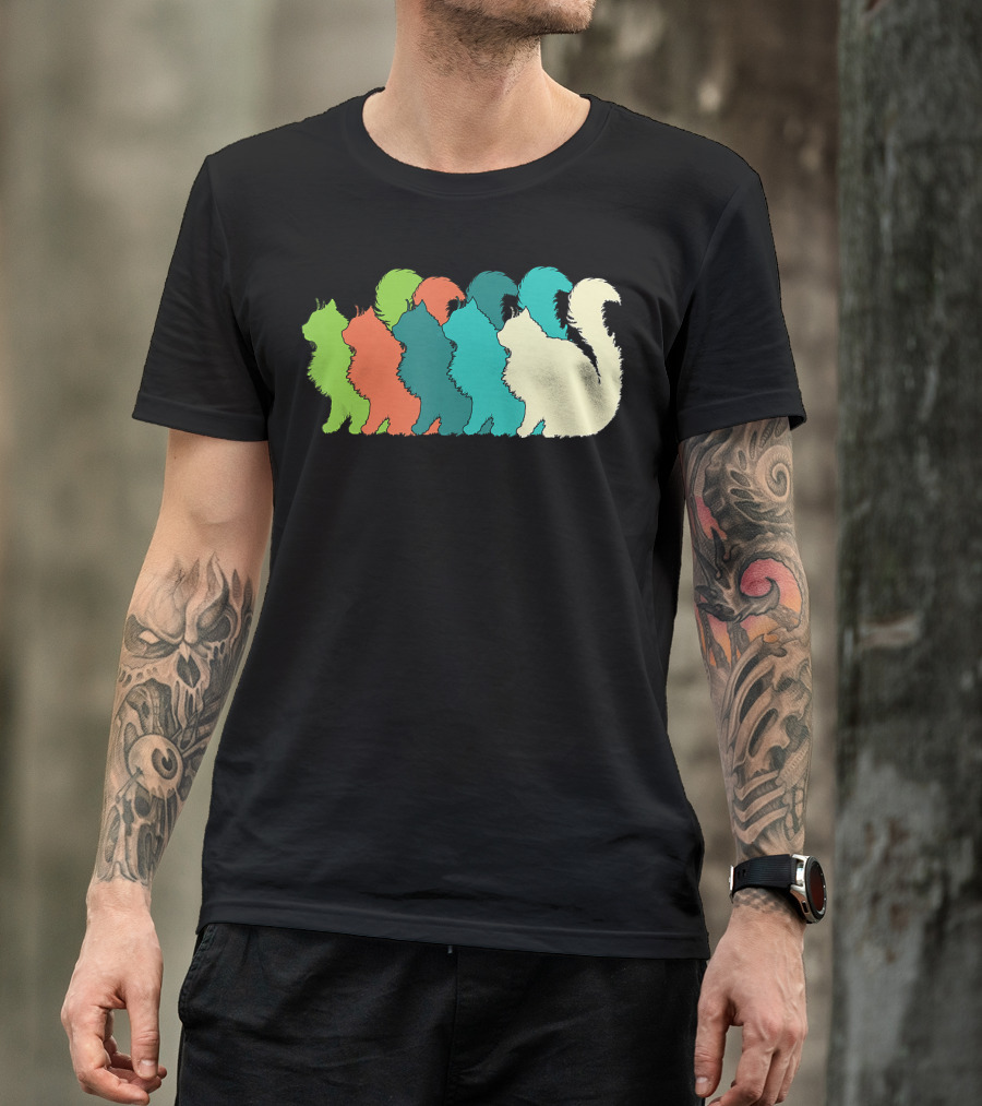 Cat Silhouettes For The Love Of Cats Womens Girls Cat Lover T-Shirt