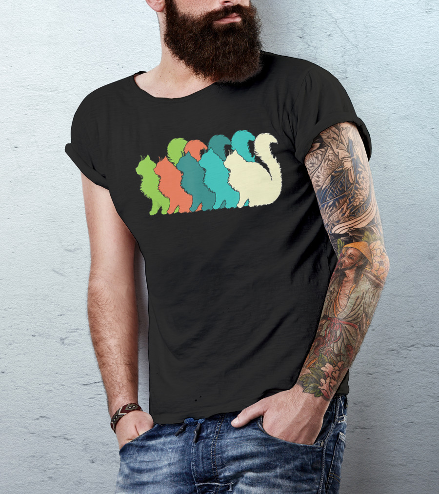 Cat Silhouettes For The Love Of Cats Womens Girls Cat Lover T-Shirt
