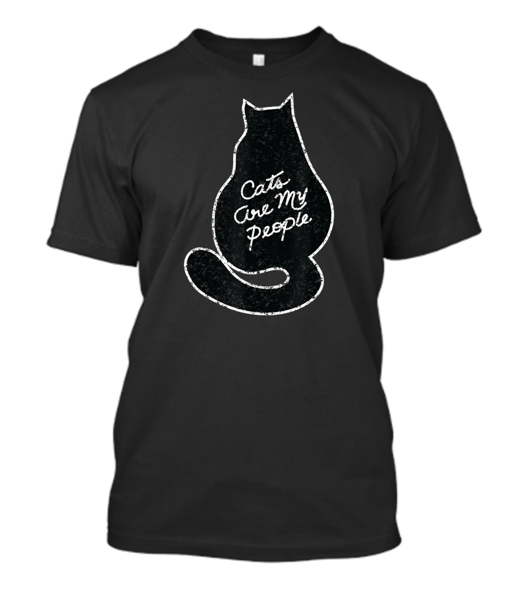Cats Are My People Silhouette Back View Sketch T-Shirt