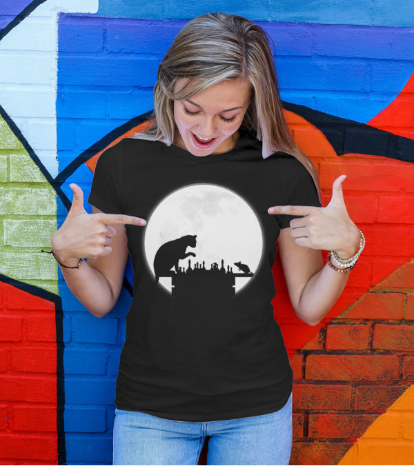 The Chess Match Of Cat And Mouse Under The Full Moon T-Shirt