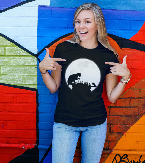The Chess Match Of Cat And Mouse Under The Full Moon T-Shirt