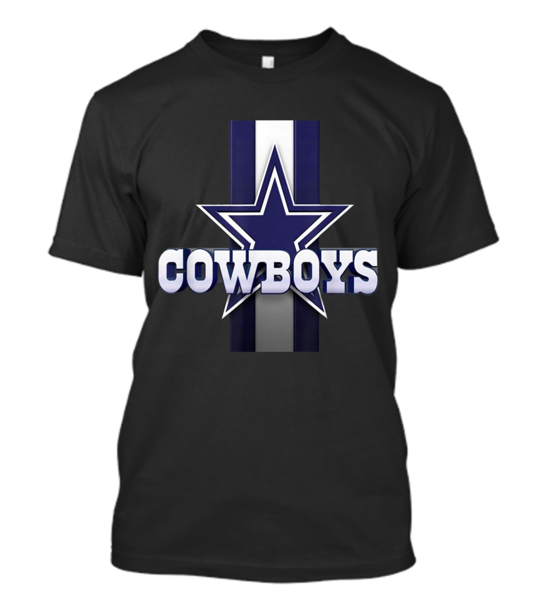 Dallas Cowboys Star Logo With Blue And White Stripe Background T-Shirt