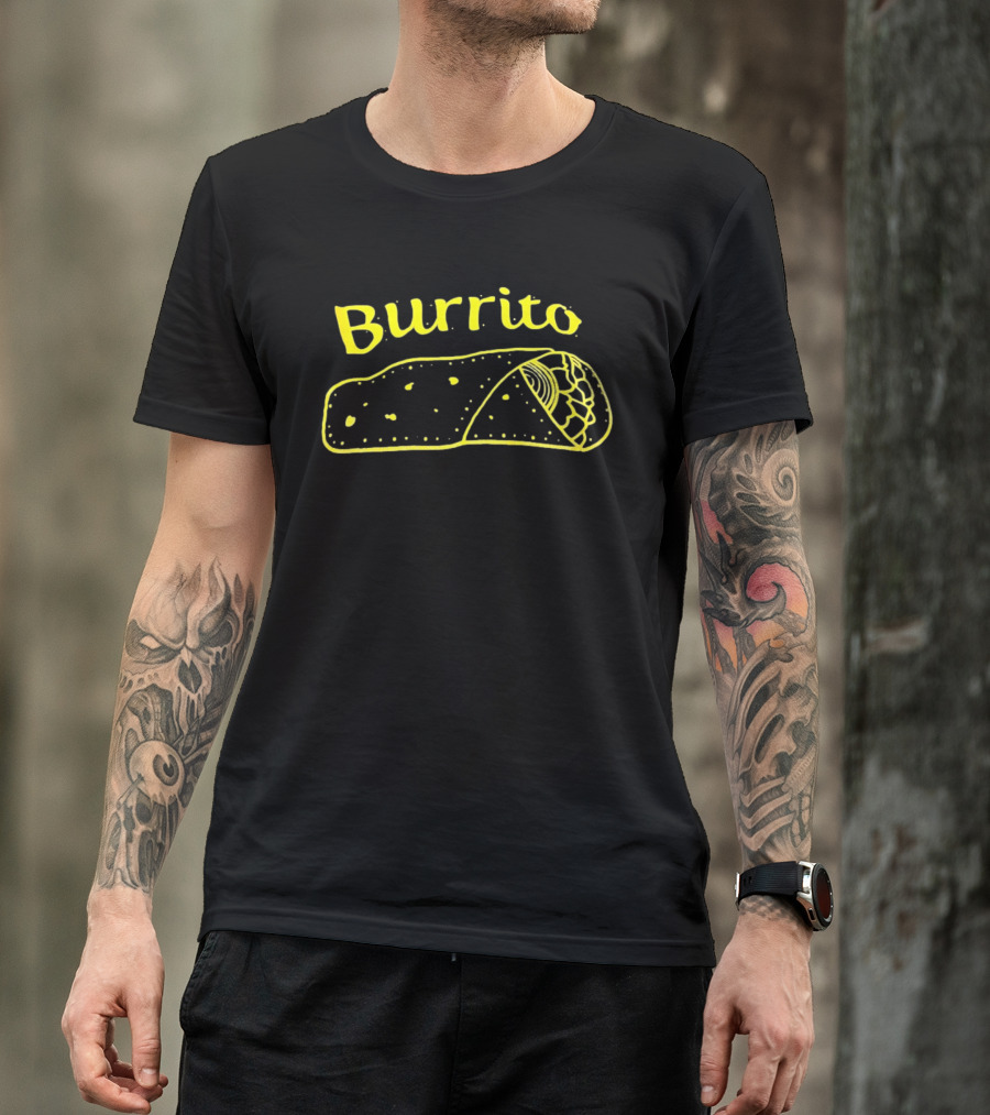 Burrito Sketch Yellow Food T-Shirt
